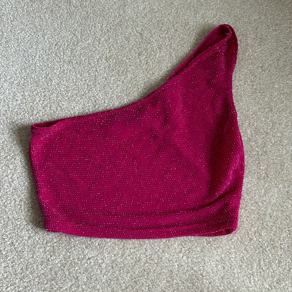 Pretty Little Thing one shoulder sparkle top
